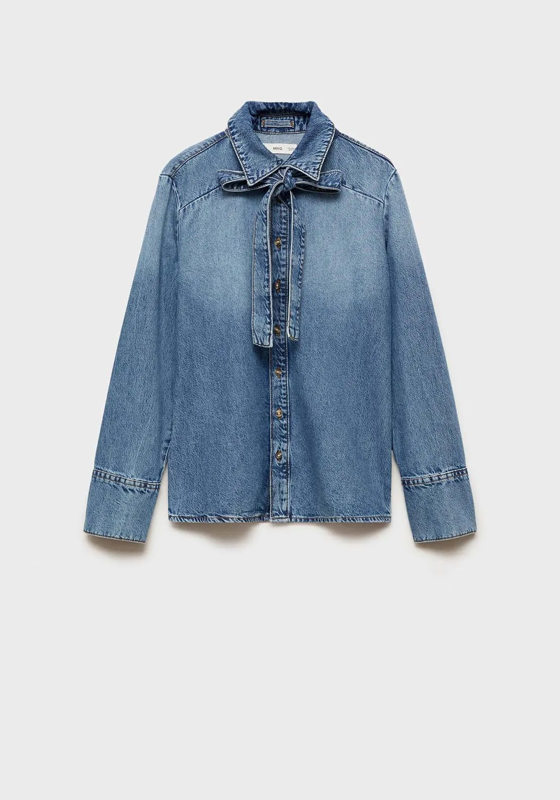 Denim shirt with bow - Open Blue
