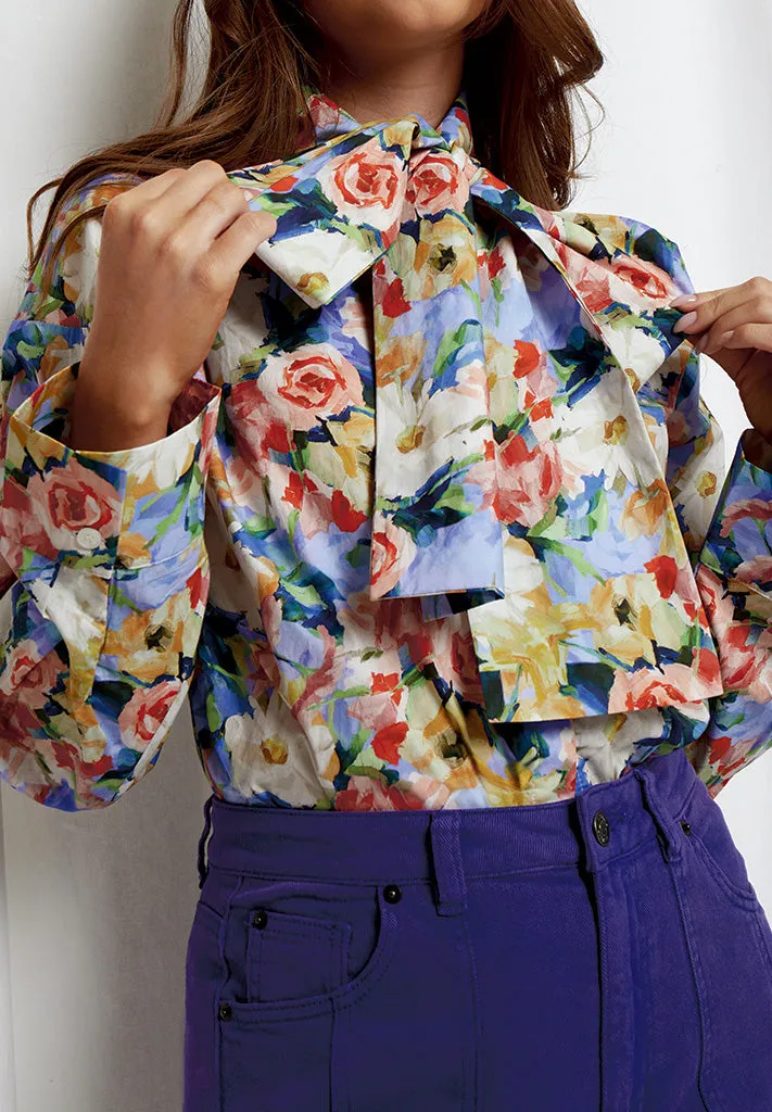 DSCamilla Bow Shirt - Bog Sand Print