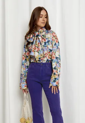 DSCamilla Bow Shirt - Bog Sand Print
