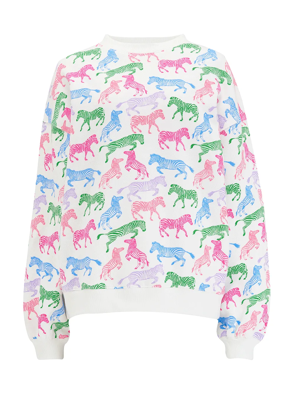 Eadie Relaxed Sweatshirt - OFF WHITE COLOURFUL ZEBRA PRINT