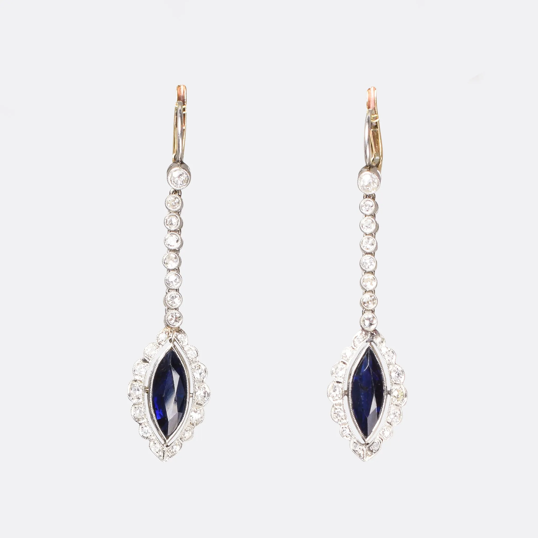 Edwardian Sapphire & Diamond Snake Earrings