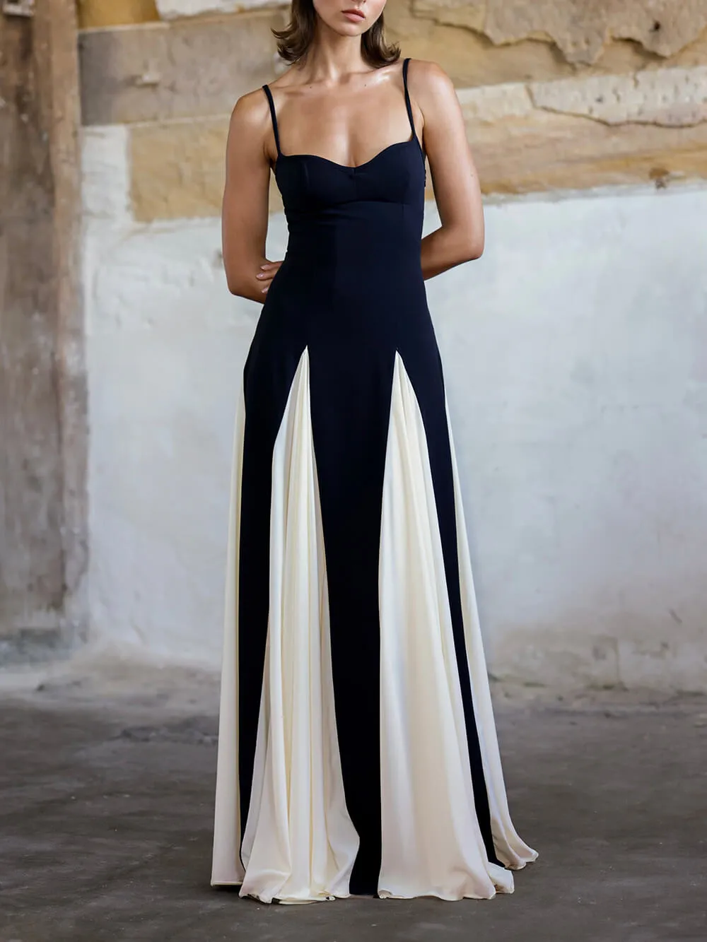 Elegance Panelled Tulle Charming A-line Slip Maxi Dress