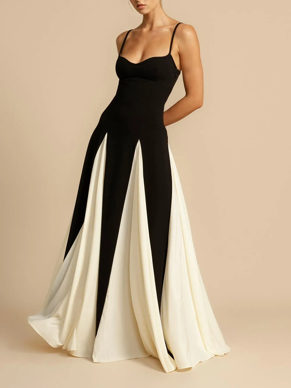 Elegance Panelled Tulle Charming A-line Slip Maxi Dress