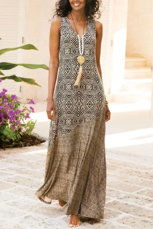 Elegant Print V Neck A Line Dresses(3 Colors)