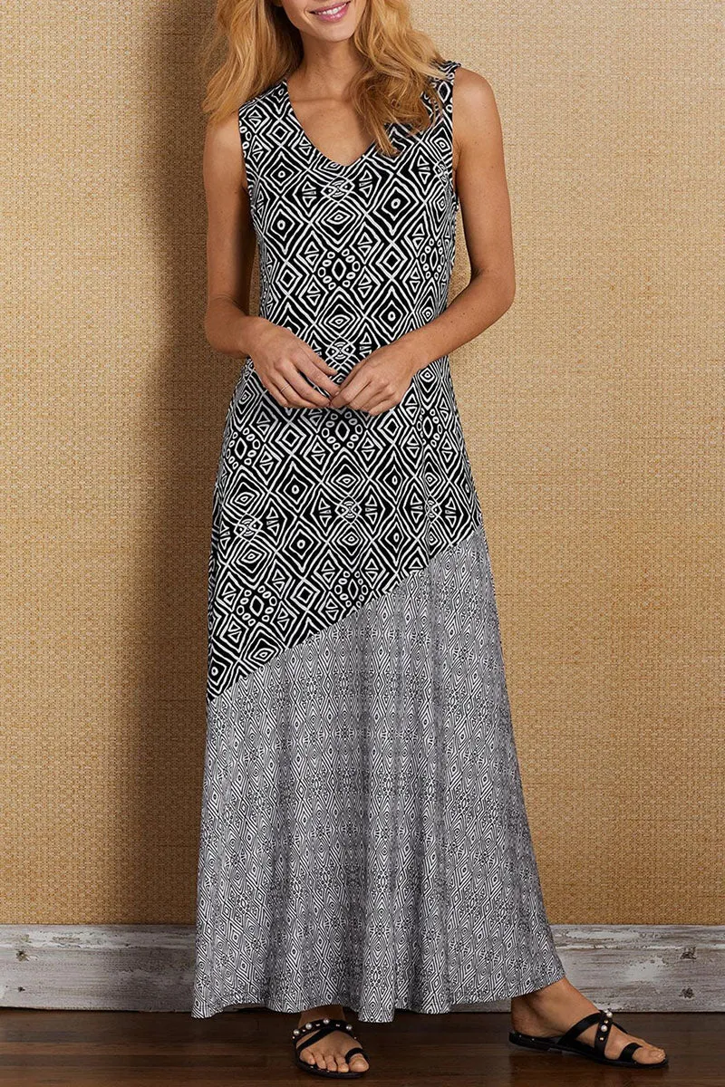 Elegant Print V Neck A Line Dresses(3 Colors)
