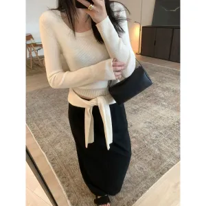 Elegant Ribbed Knit Sweater