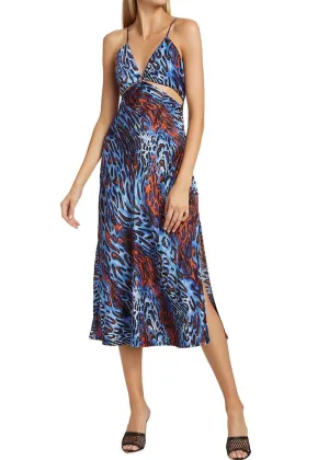 Eliza Essentials Cut-Out Slipdress (Blue Leopard)