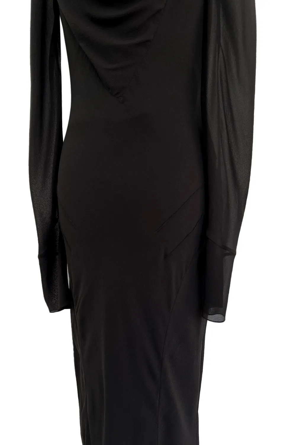 Fabulous Fall 2005 John Galliano Feather Light Bias Cut Black Silk Chiffon Dress w Seaming Detailing