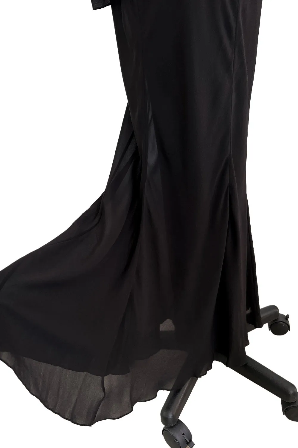 Fabulous Fall 2005 John Galliano Feather Light Bias Cut Black Silk Chiffon Dress w Seaming Detailing