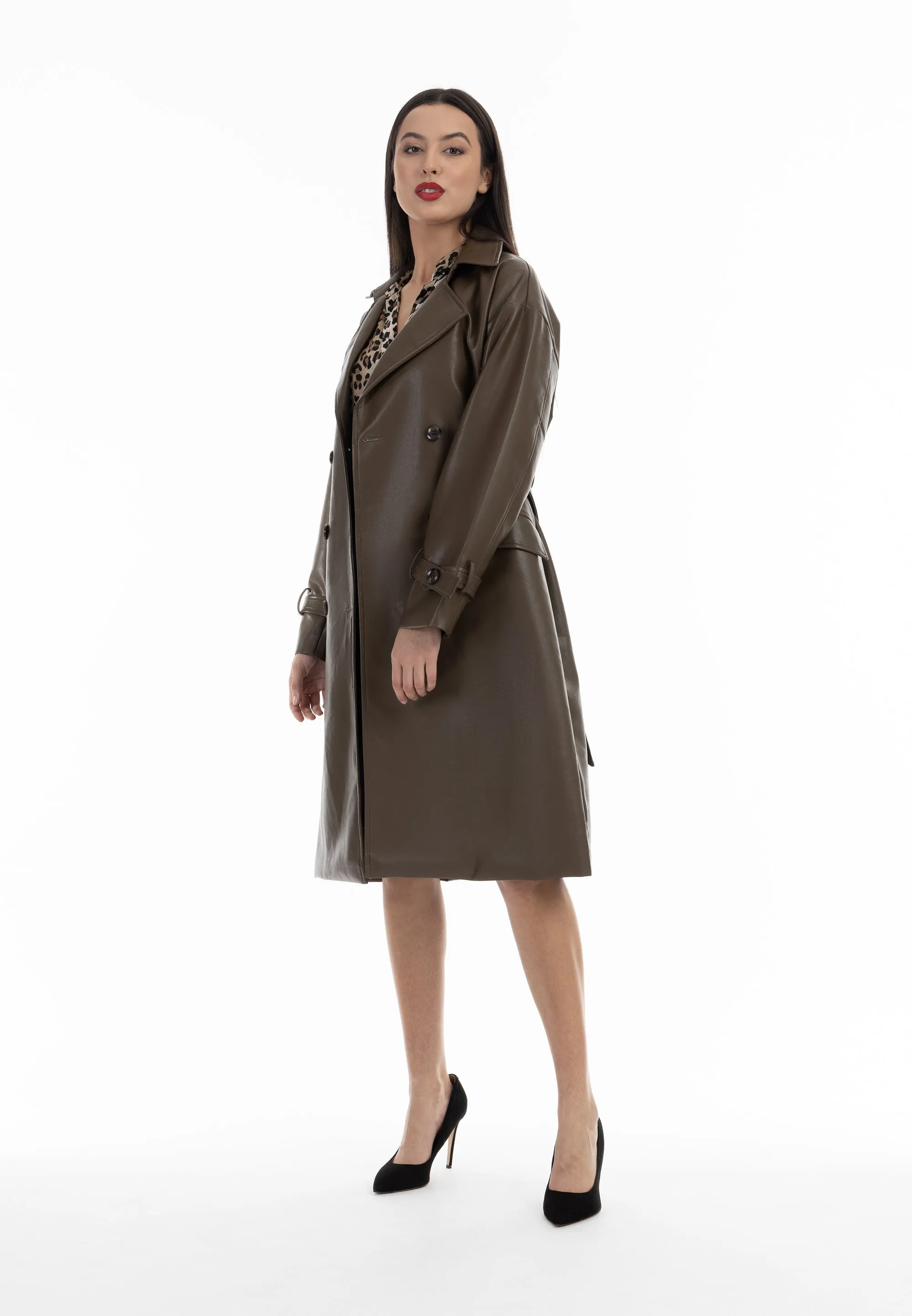 faina Women's Faux Leather Coat