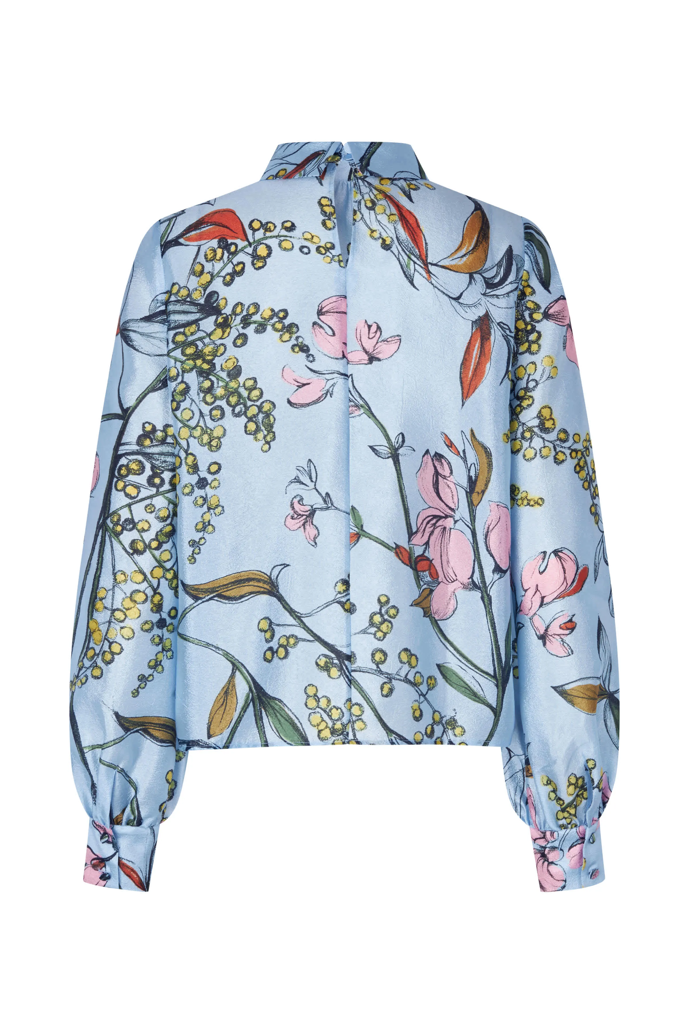 Flat Textured Poly, Gathered Long Sleeve Top