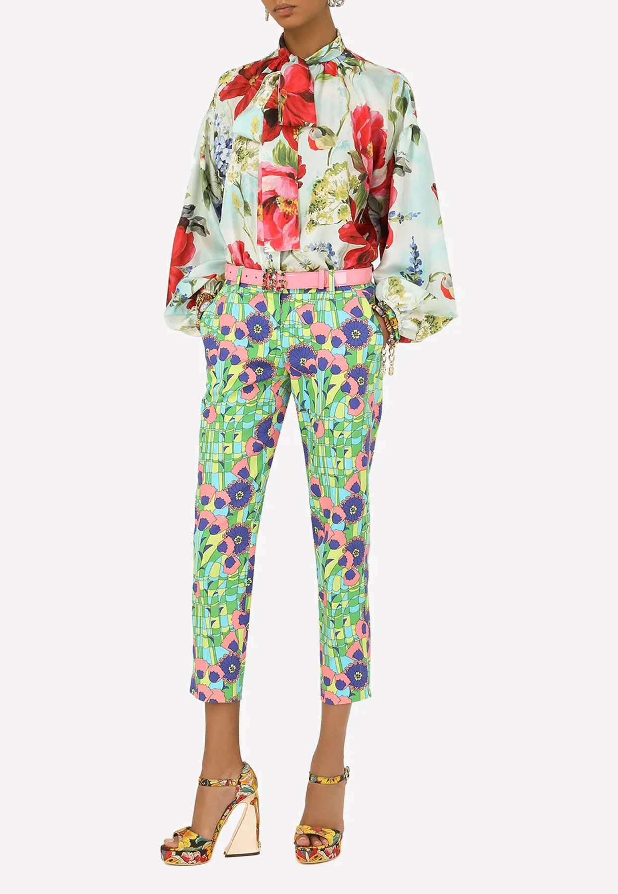 Floral Print Habotai Shirt in Silk