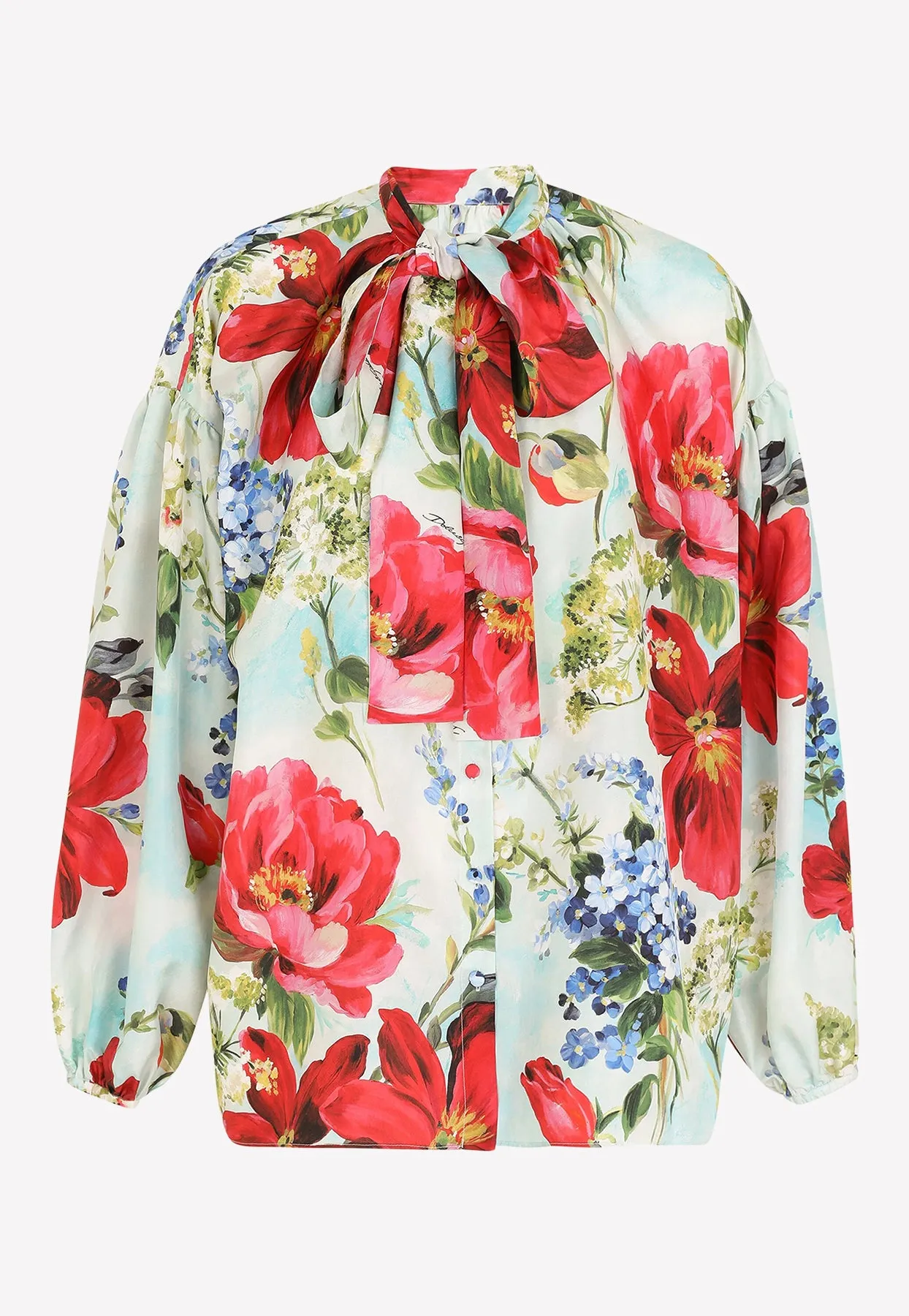 Floral Print Habotai Shirt in Silk
