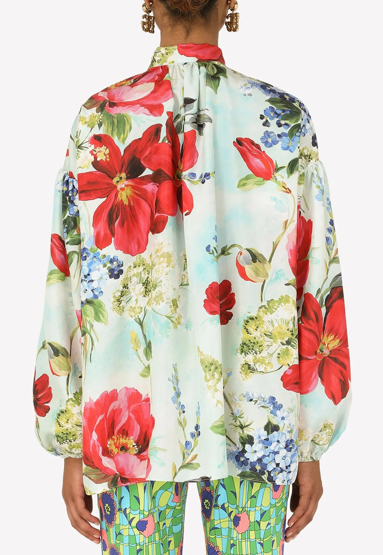 Floral Print Habotai Shirt in Silk