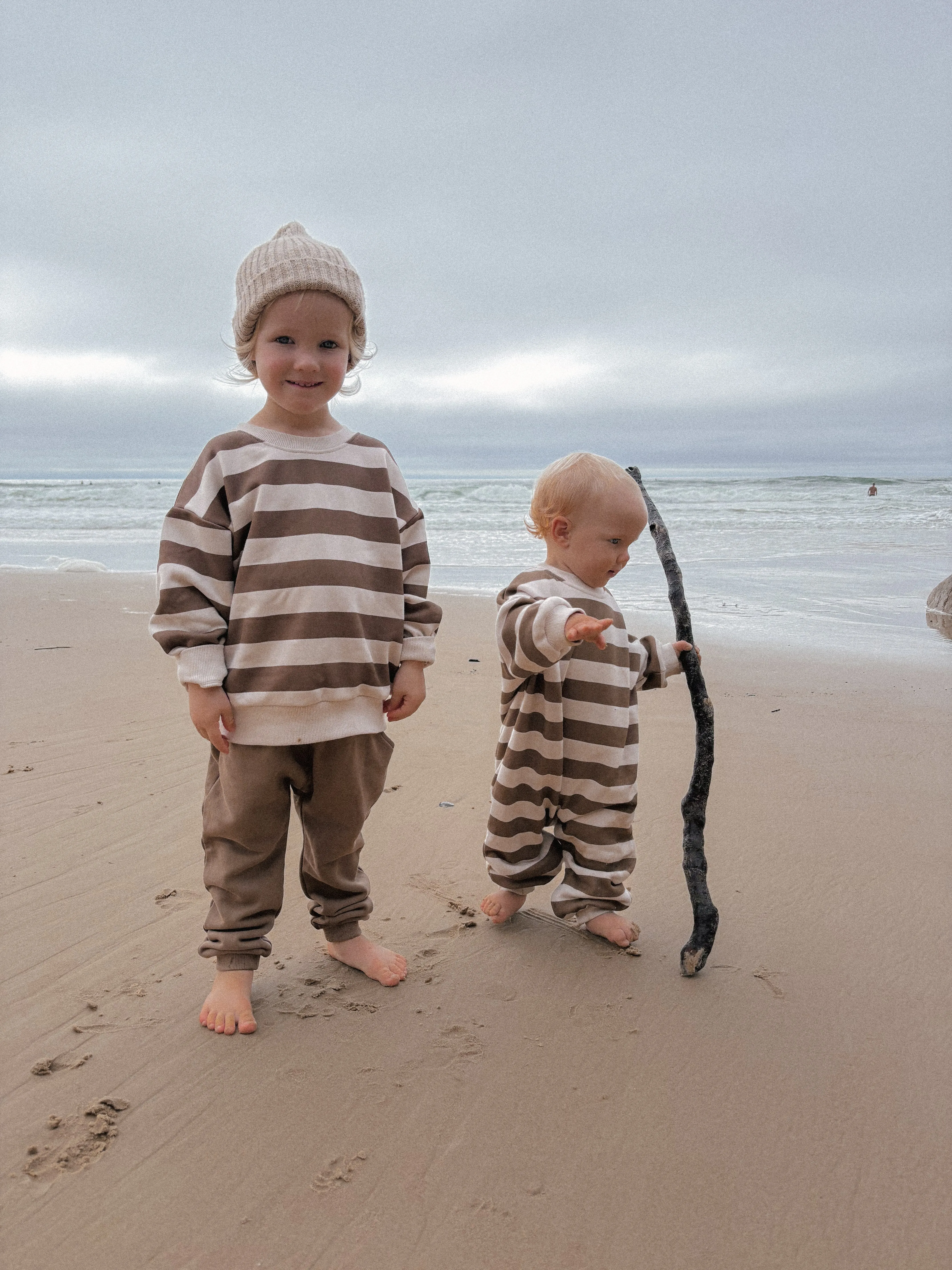 French Terry Sweater | Walnut Stripe