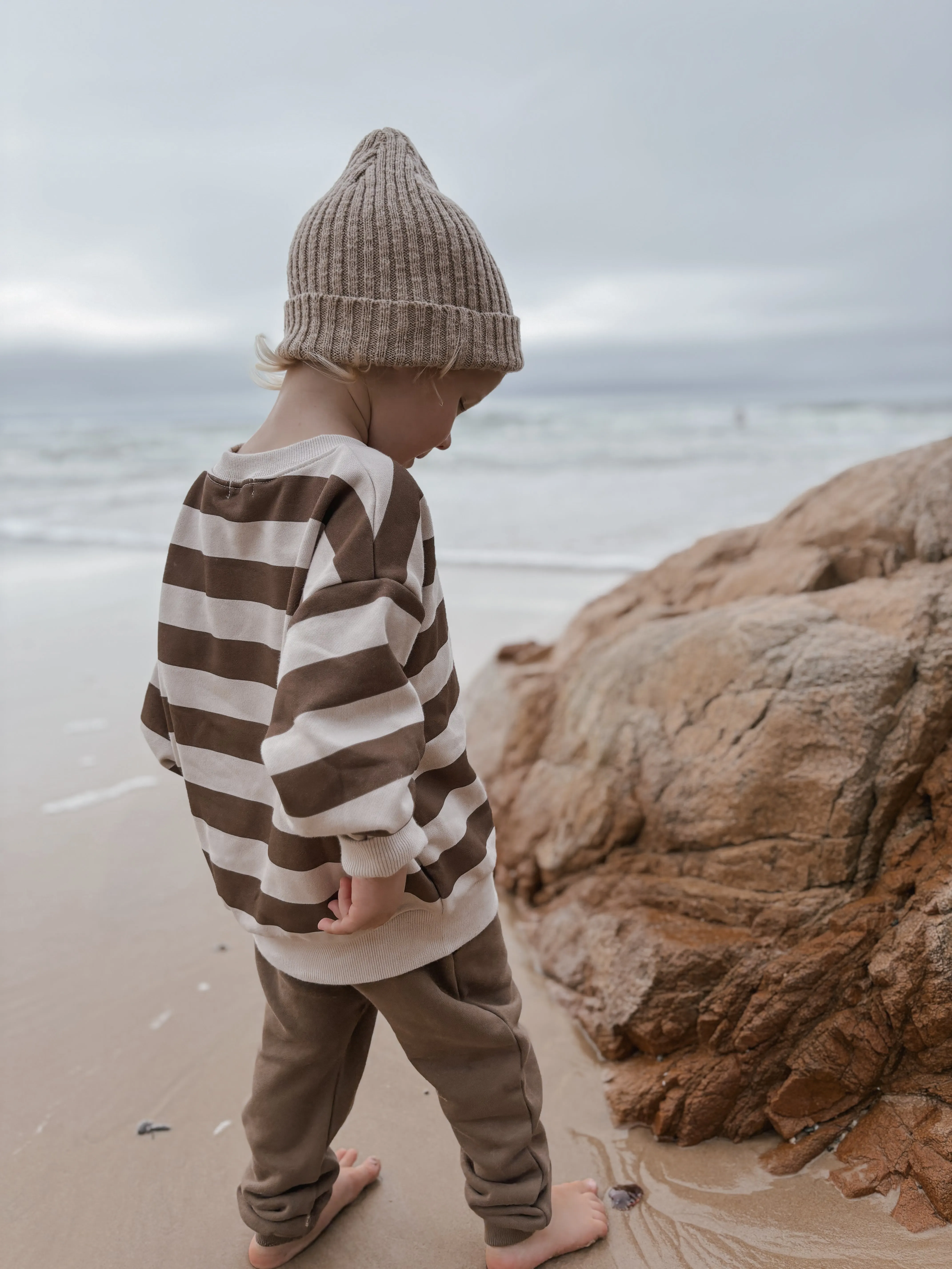 French Terry Sweater | Walnut Stripe
