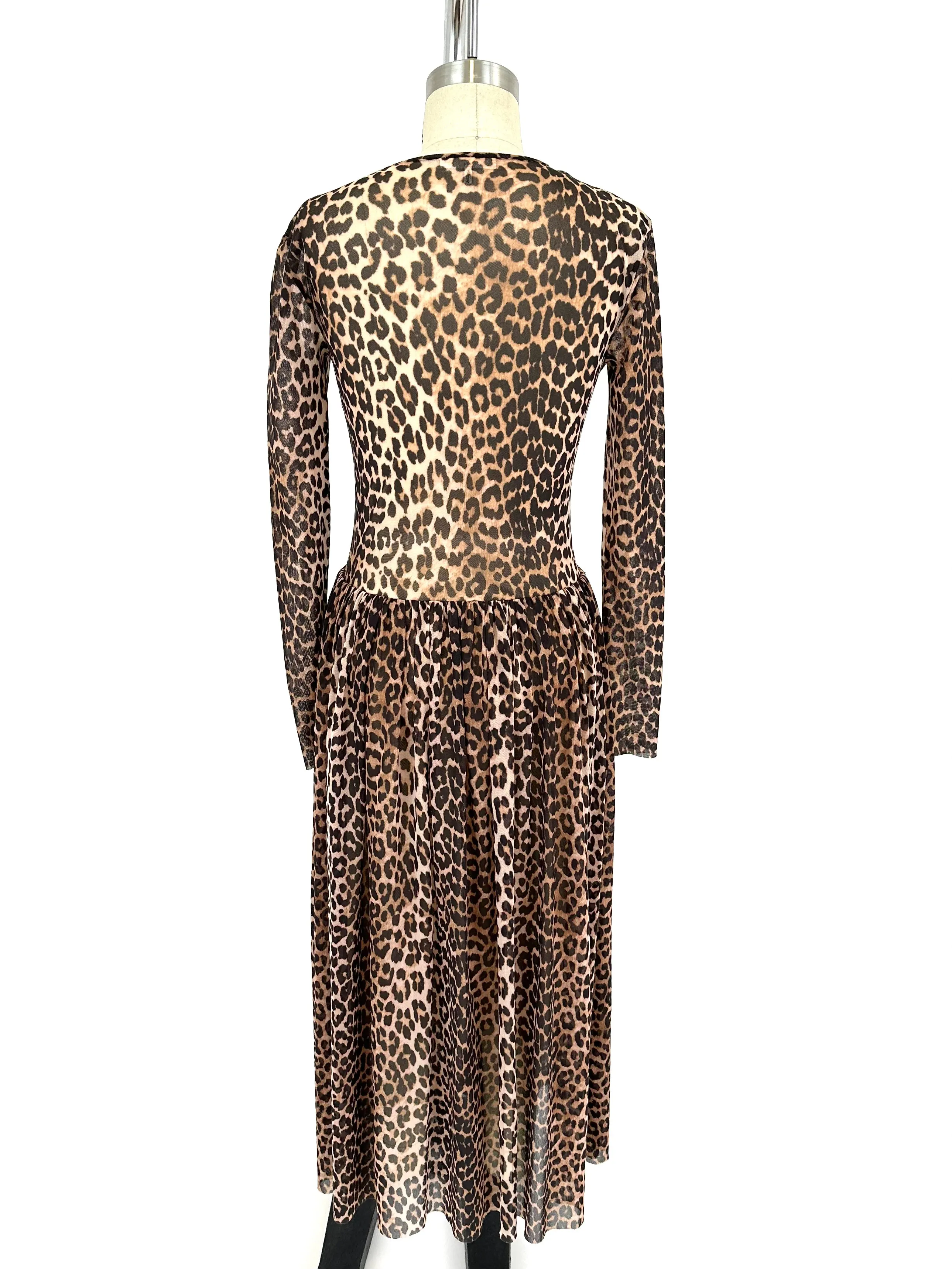 Ganni Mesh Leopard Print Dress