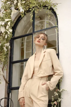 GIUSTINA BLAZER ONLY Crop Blazer (Nude Linen)