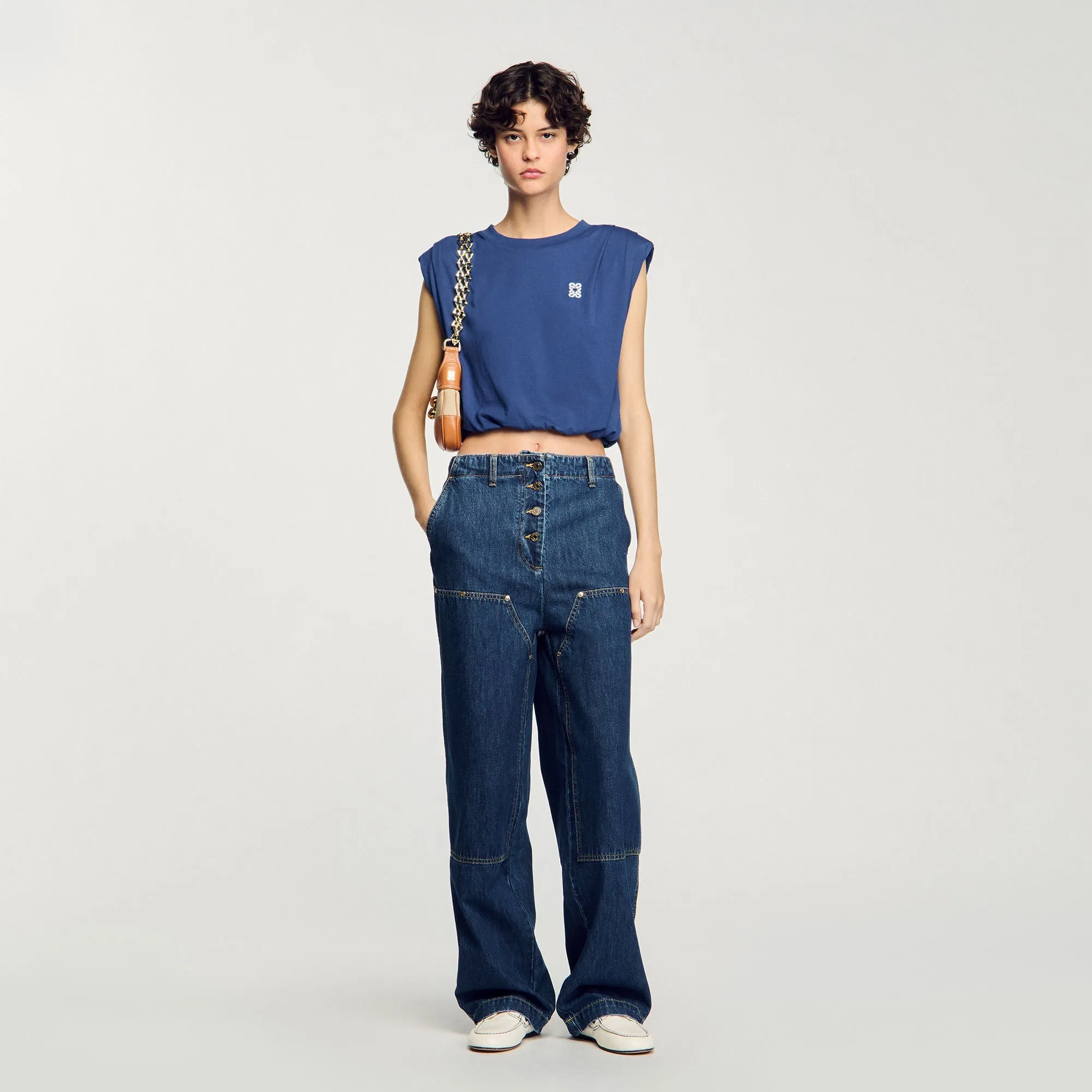 Glenn Short Draped T-Shirt Navy Blue