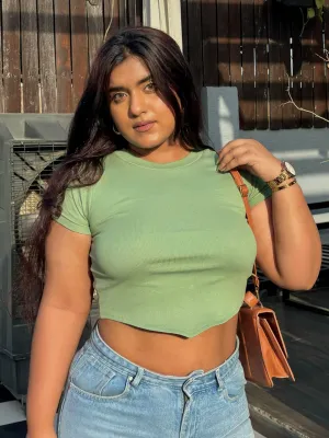 Green Solid Cut Out Top
