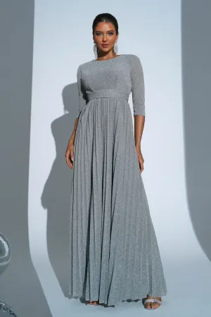 Grey A-Line Long Chiffon Party Dress