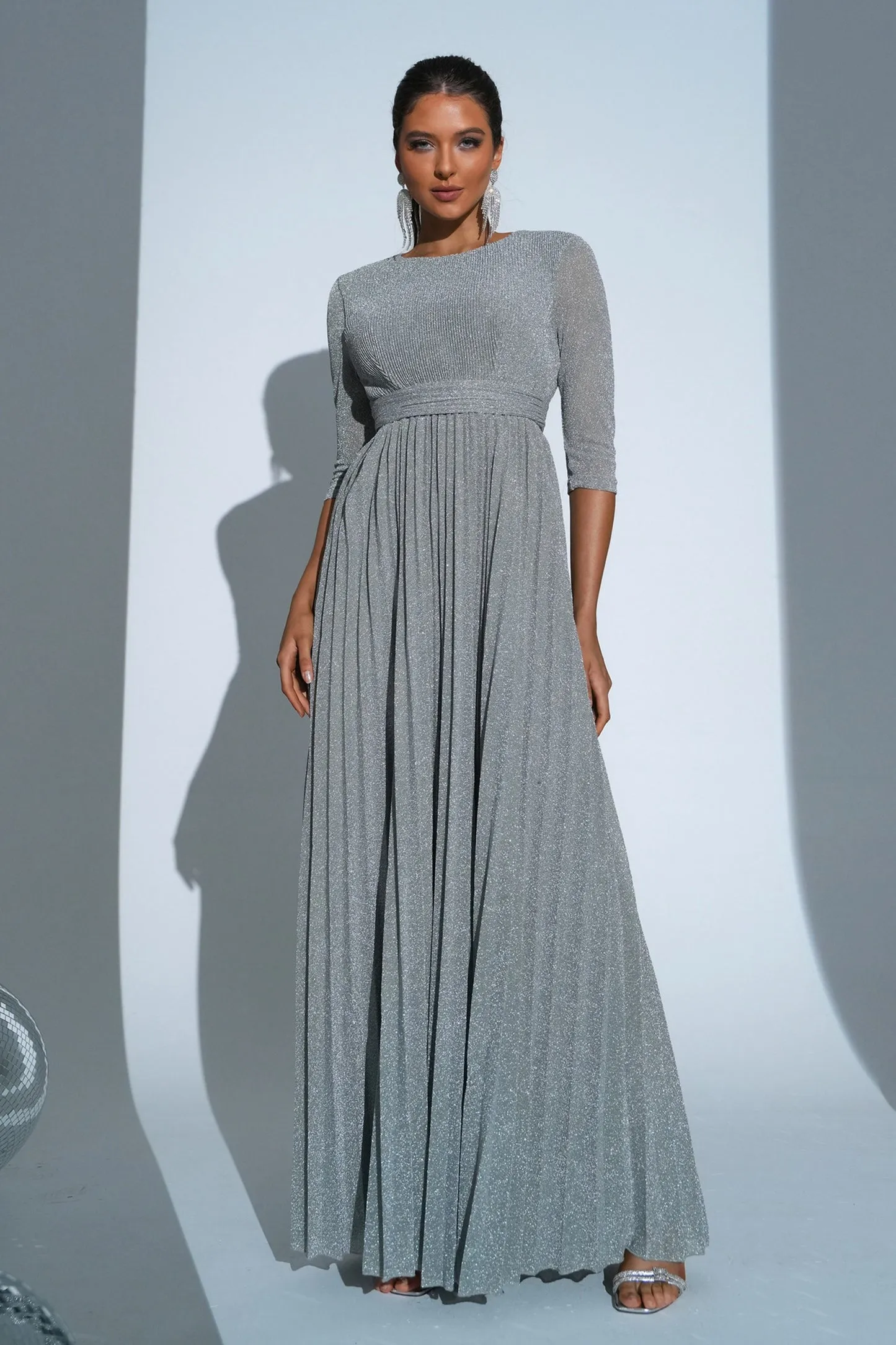 Grey A-Line Long Chiffon Party Dress