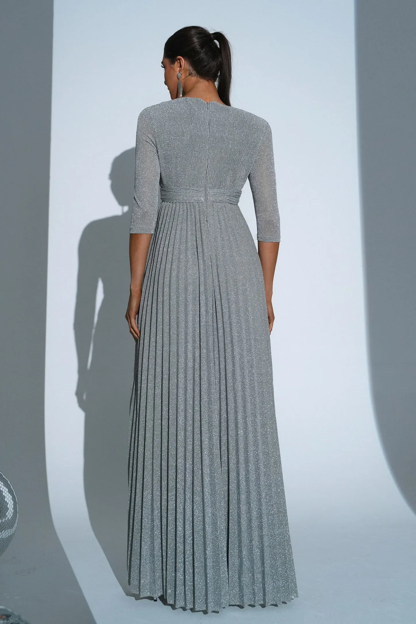 Grey A-Line Long Chiffon Party Dress