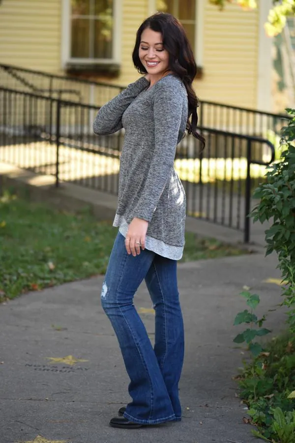 Grey Cut-Out Top