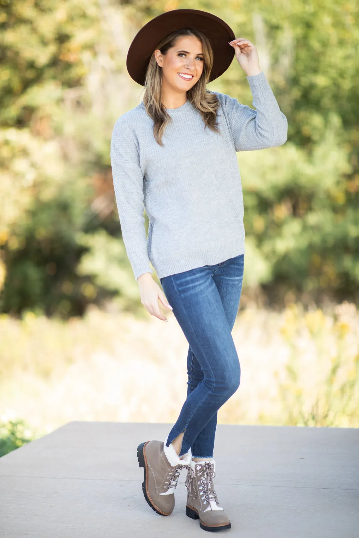 Grey Drop Shoulder Sweater