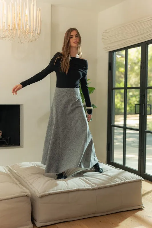 Grey A-Line Flared Skirt