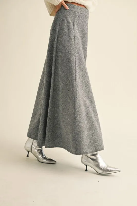 Grey A-Line Flared Skirt