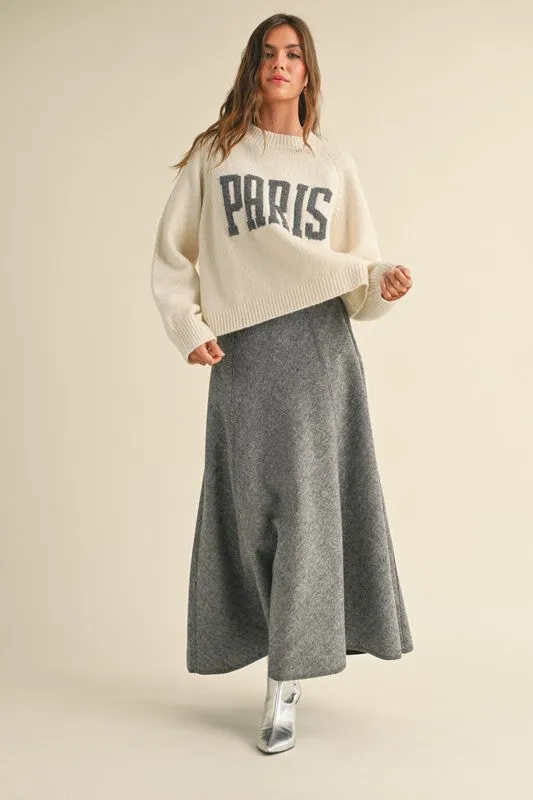 Grey A-Line Flared Skirt