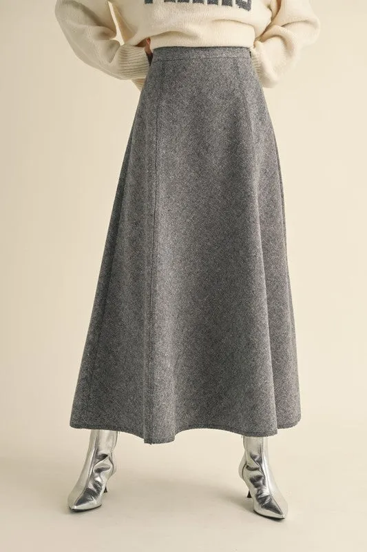 Grey A-Line Flared Skirt