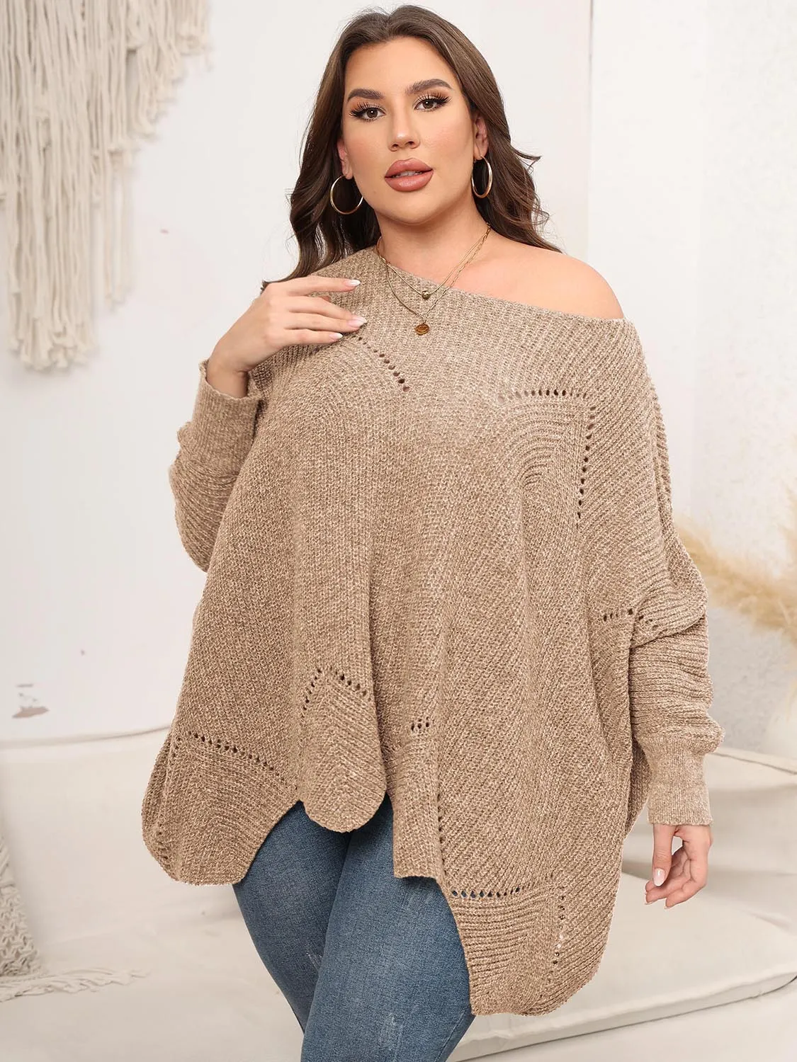 Hazel Blues® | Round Neck Batwing Sleeve Sweater