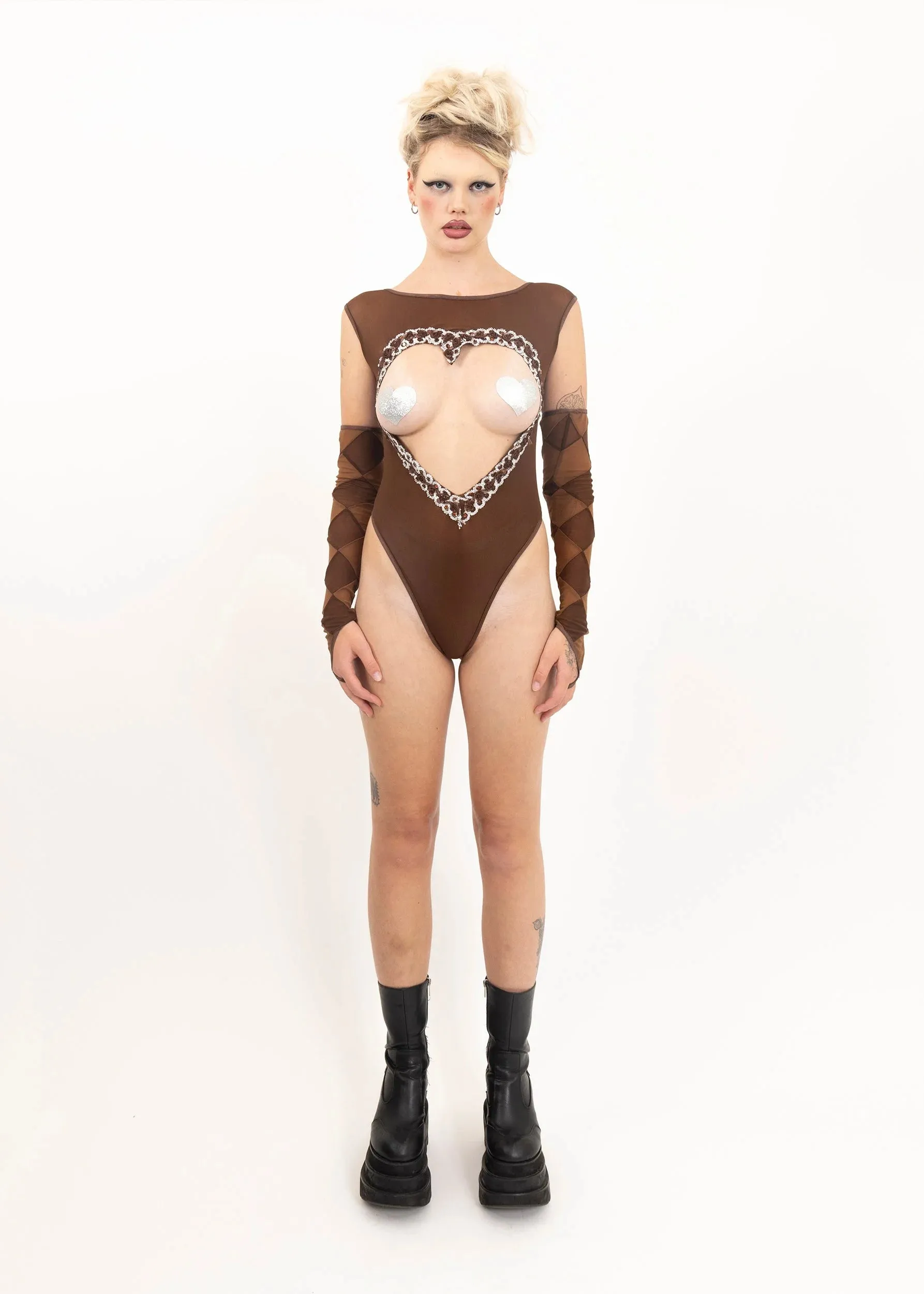 Heart cut out leotard