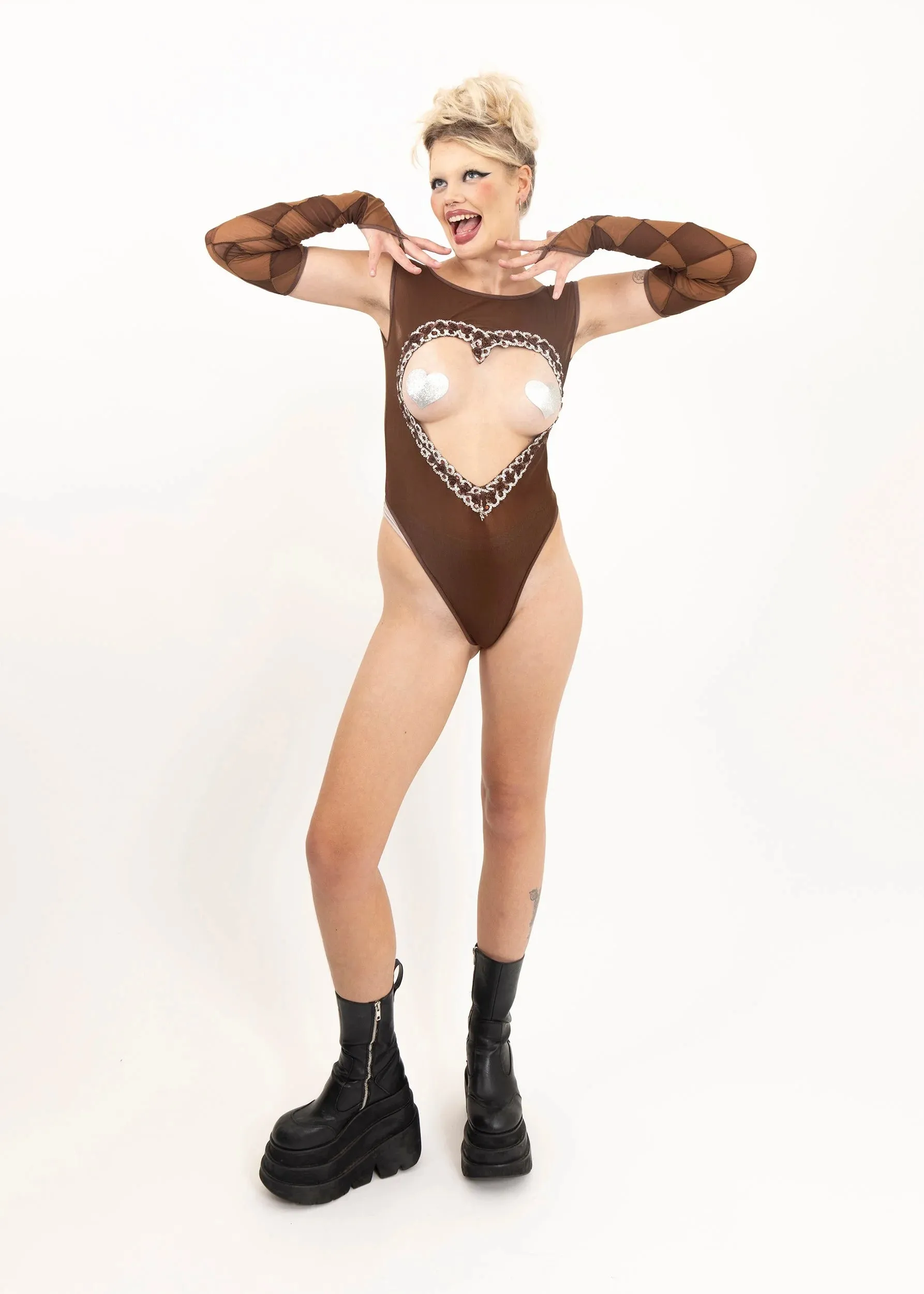 Heart cut out leotard