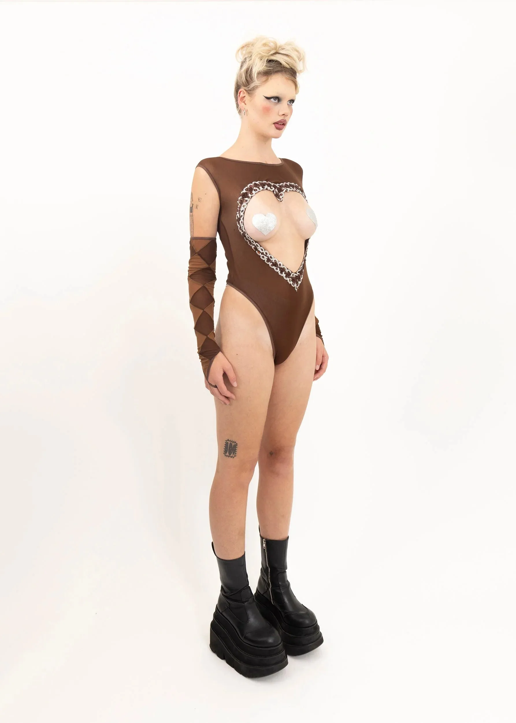 Heart cut out leotard