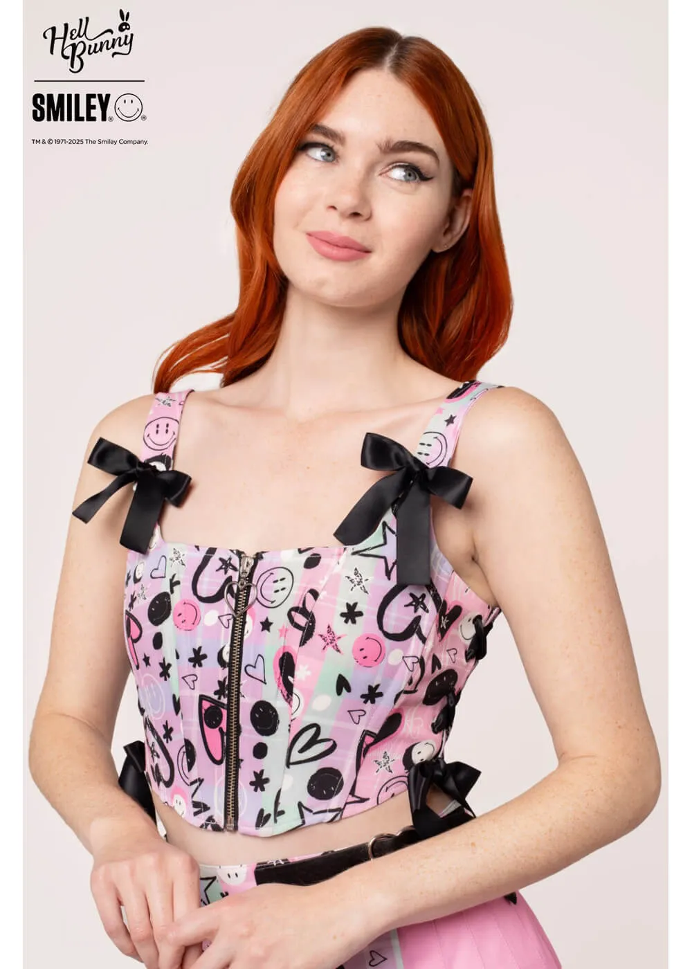 Hell Bunny x Smiley Robbie Corset Top Multicolour