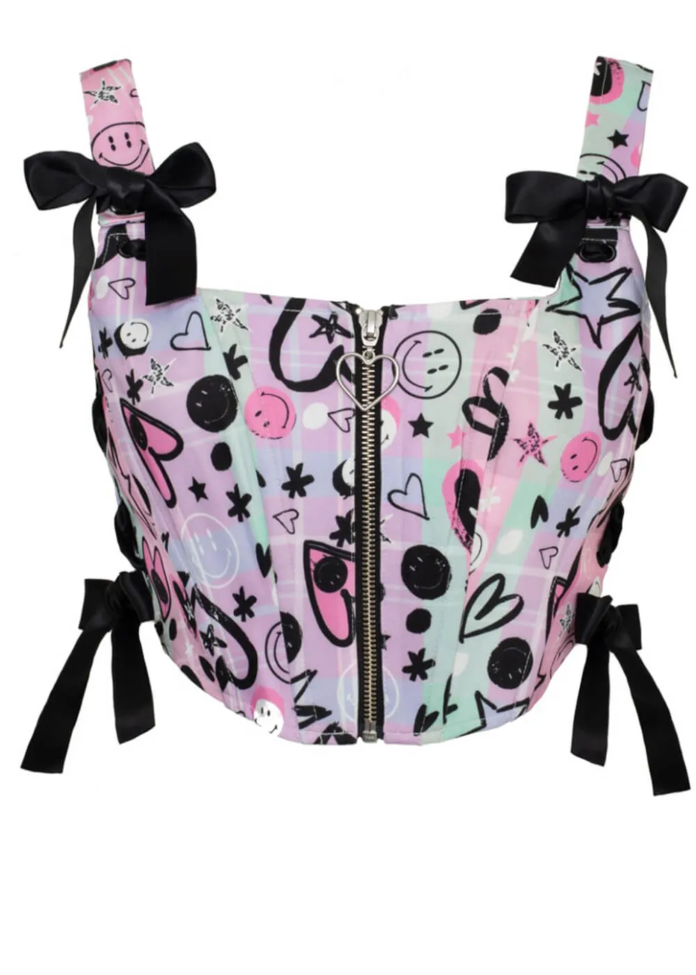 Hell Bunny x Smiley Robbie Corset Top Multicolour