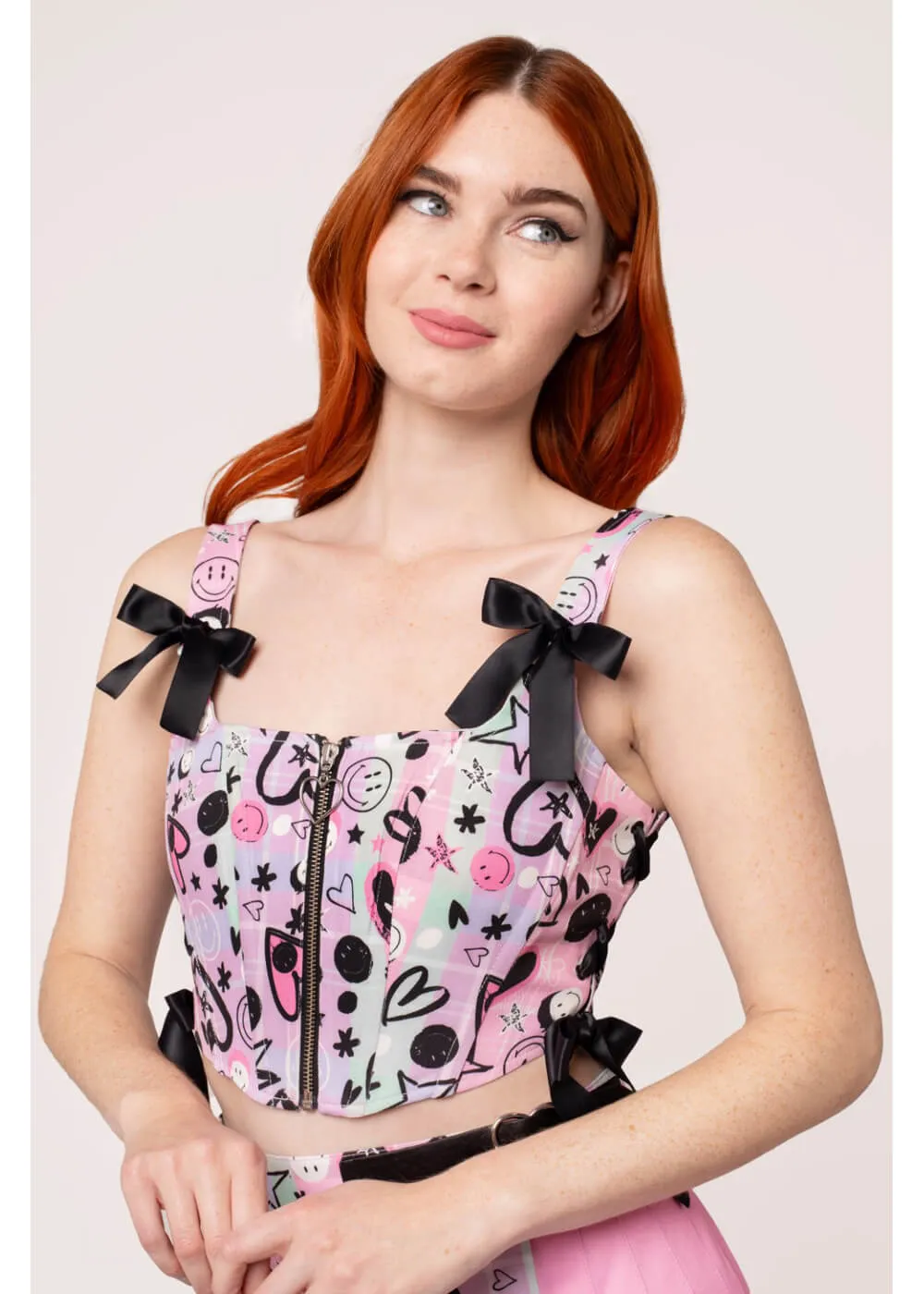 Hell Bunny x Smiley Robbie Corset Top Multicolour