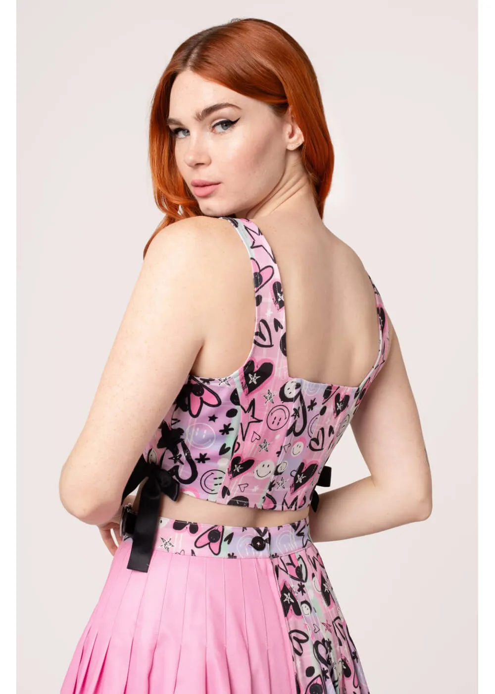 Hell Bunny x Smiley Robbie Corset Top Multicolour