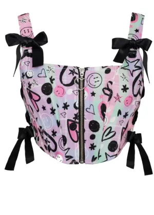 Hell Bunny x Smiley Robbie Corset Top Multicolour