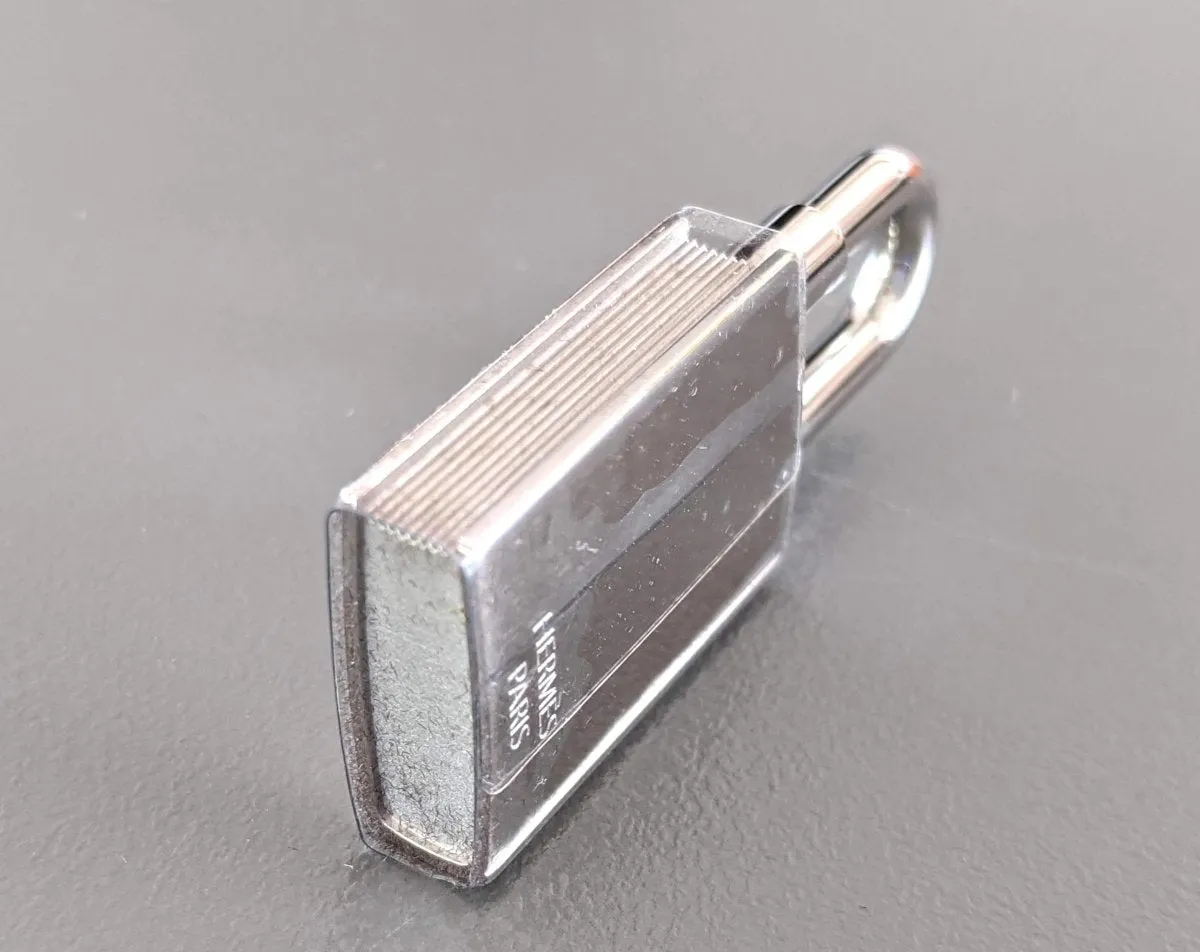 Hermes Silvered CONTE ET RACONTE Cadenas Lock Charm Brand New in Sealed Box!