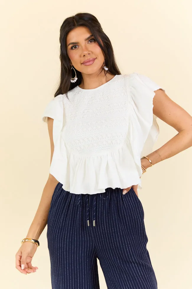 How Far You've Come White Smocked Knit Top