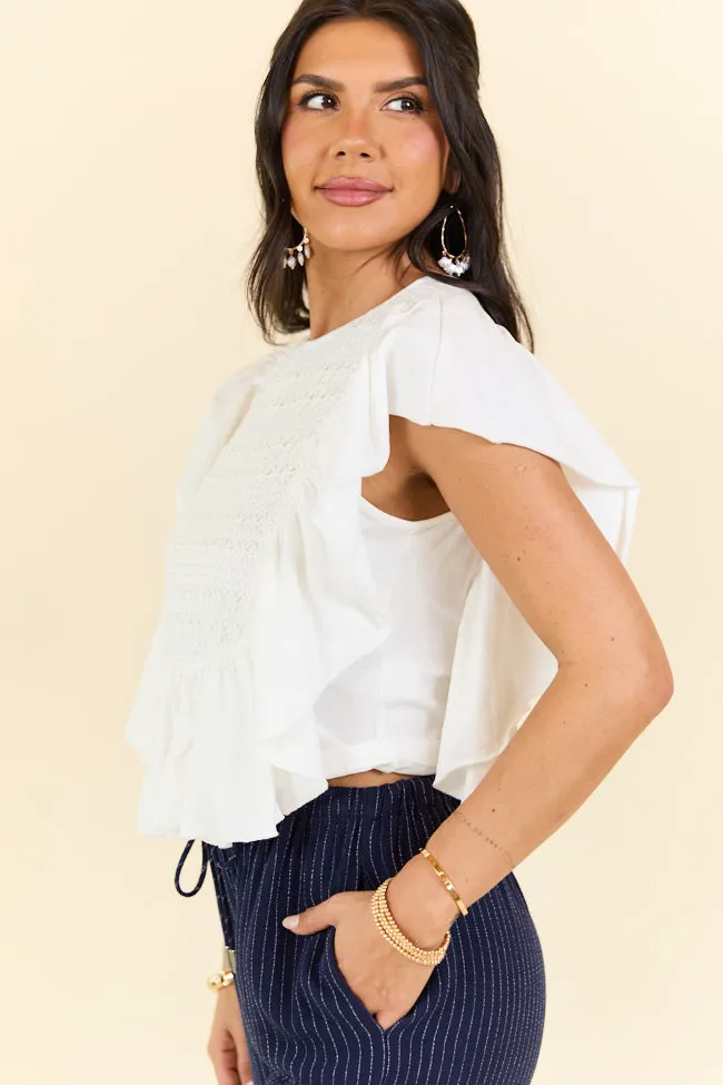 How Far You've Come White Smocked Knit Top