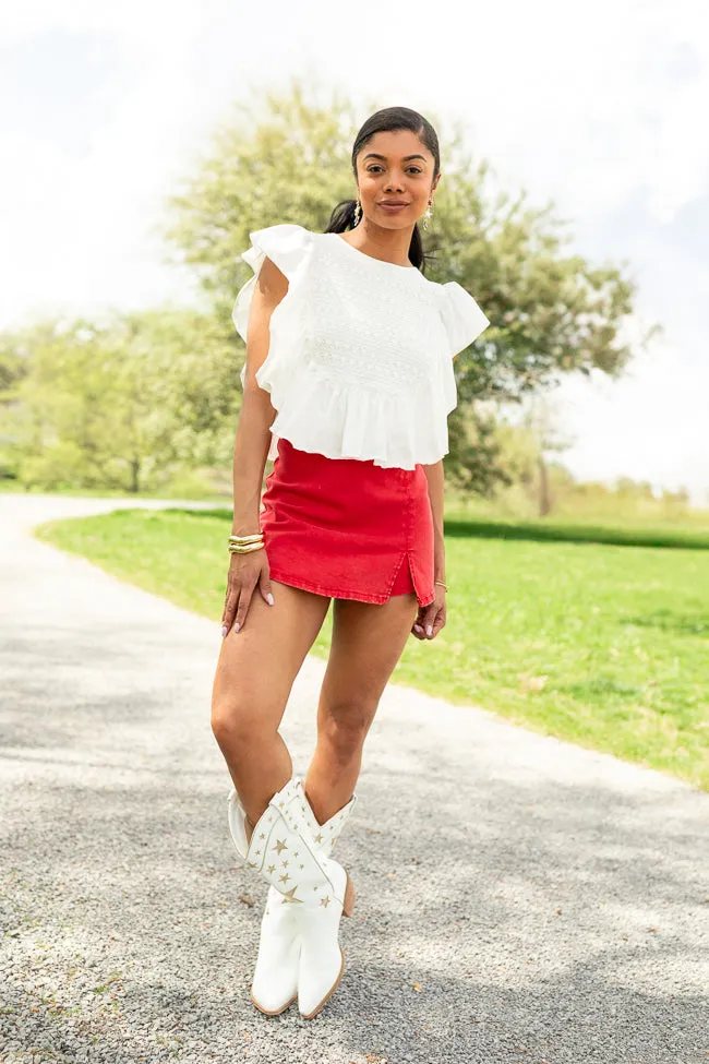How Far You've Come White Smocked Knit Top
