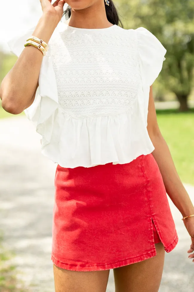 How Far You've Come White Smocked Knit Top