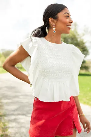 How Far You've Come White Smocked Knit Top