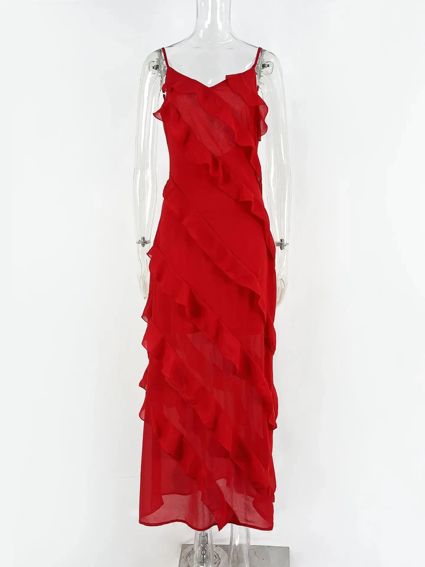 Iris® | Giulia I Red Chiffon Slip Dresses For Women