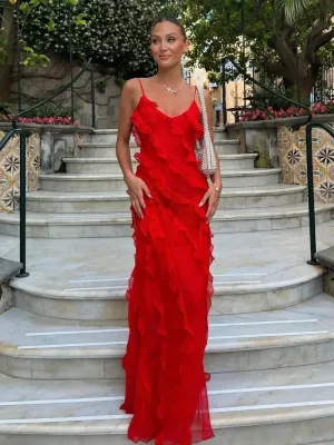 Iris® | Giulia I Red Chiffon Slip Dresses For Women